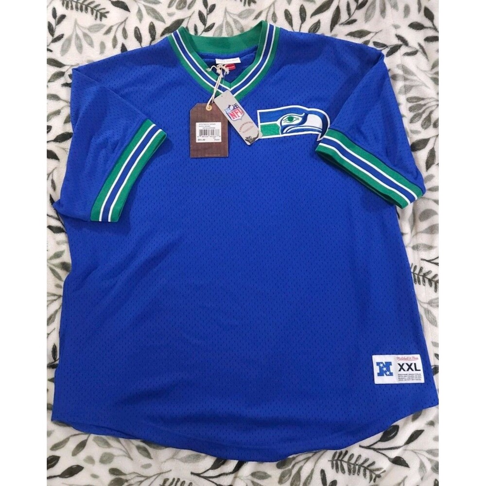 Mitchell & Ness Seattle Seahawks NFL Mesh Jersey XXL Blue Green Throwback New